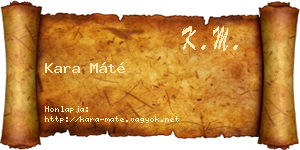 Kara Máté névjegykártya